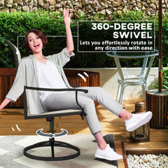Outsunny Patio Swivel Chairs Set of 2, High Back Patio Dining Chairs with All-Weather Mesh for Backyard, Lawn, Garden, Beige