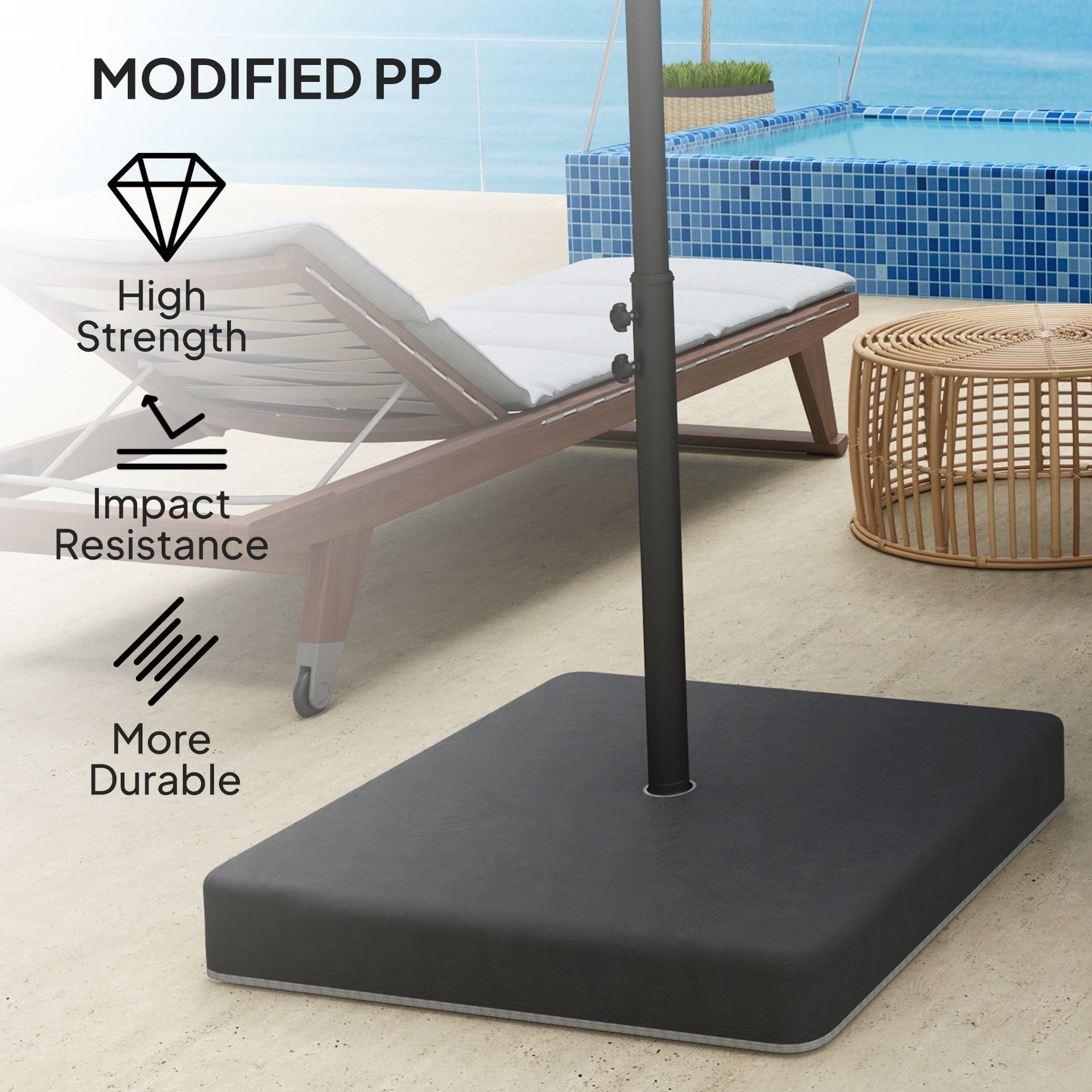 Outsunny 4 Piece Offset Umbrella Base Weight for 176 lbs Sand Heavy Duty Outdoor Weights for Umbrella Stand, Black
