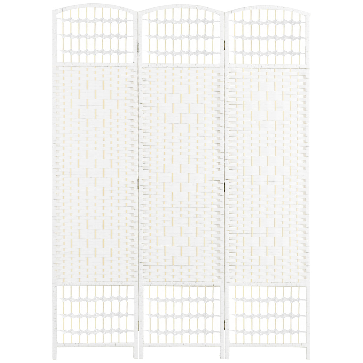 HOMCOM 3 Panel Folding Room Divider Portable Privacy Screen Wave Fiber Room Partition for Home Office White