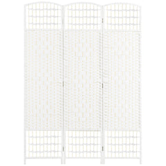 HOMCOM 3 Panel Folding Room Divider Portable Privacy Screen Wave Fiber Room Partition for Home Office White