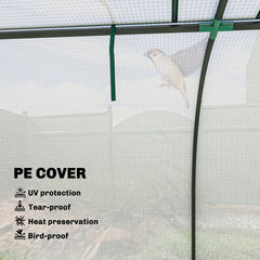 Outsunny Mini Greenhouse, Portable Greenhouse with 4 Roll-Up Doors, PE Cover, 177.2" x 39.4" x 31.5", White