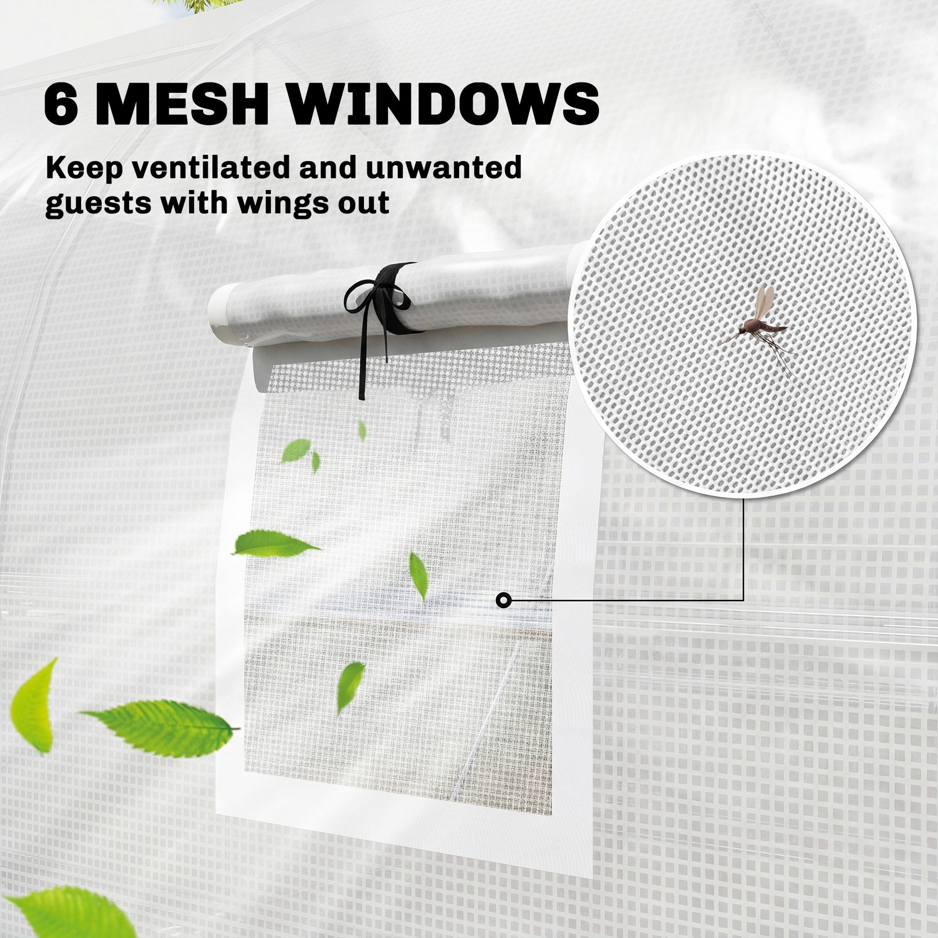Outsunny 10'x11'x6' Walk-in Tunnel Greenhouse with Shelves, Mesh Door and Windows, Plant Hot House with PE Cover, White