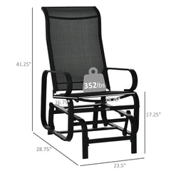 Outsunny Outdoor Patio Sling Fabric Swing Glider Rocker Chair with Smooth Rocking Arms, Black
