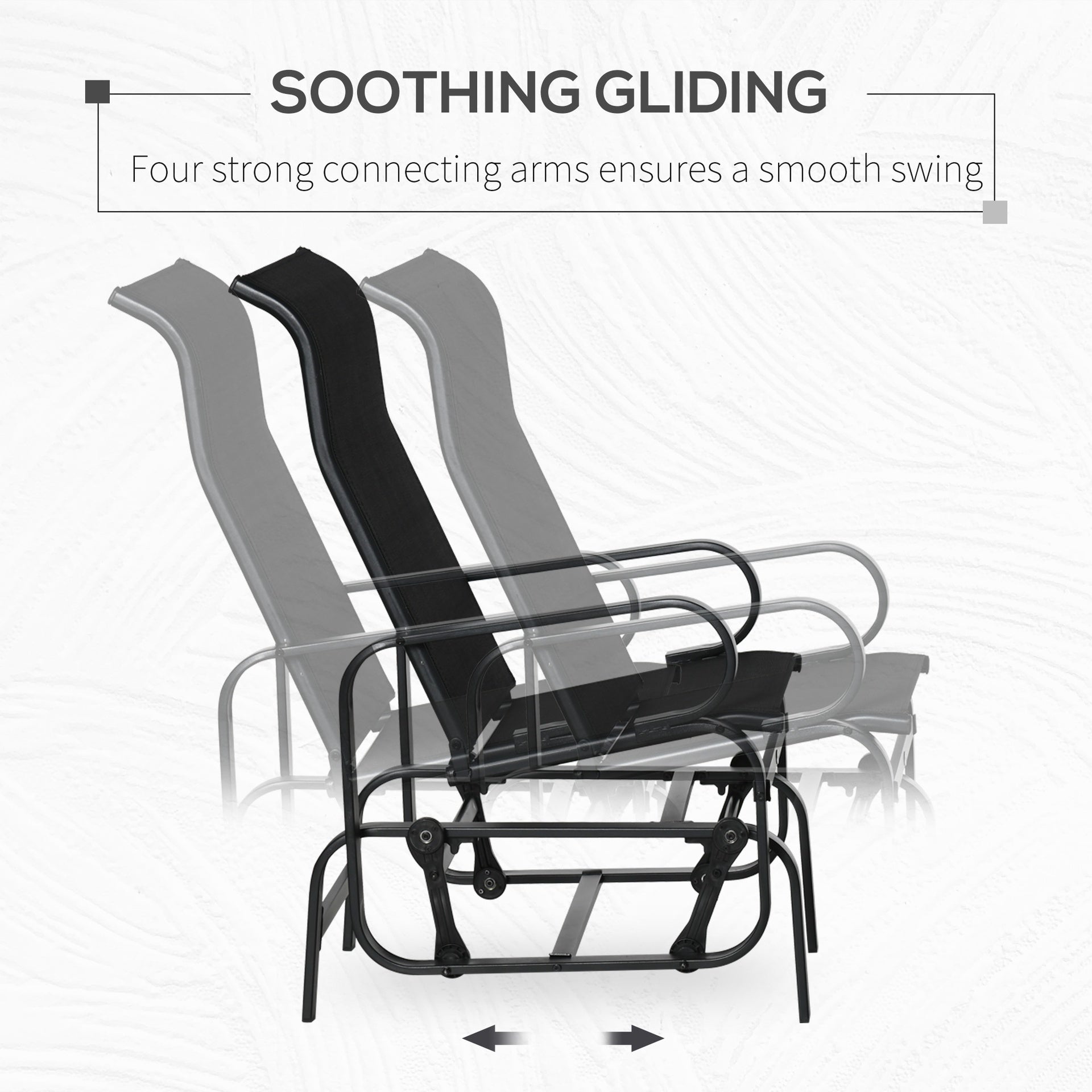 Outsunny Outdoor Patio Sling Fabric Swing Glider Rocker Chair with Smooth Rocking Arms, Black