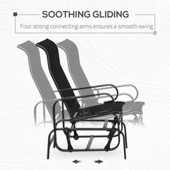 Outsunny Outdoor Patio Sling Fabric Swing Glider Rocker Chair with Smooth Rocking Arms, Black