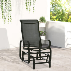 Outsunny Outdoor Patio Sling Fabric Swing Glider Rocker Chair with Smooth Rocking Arms, Black