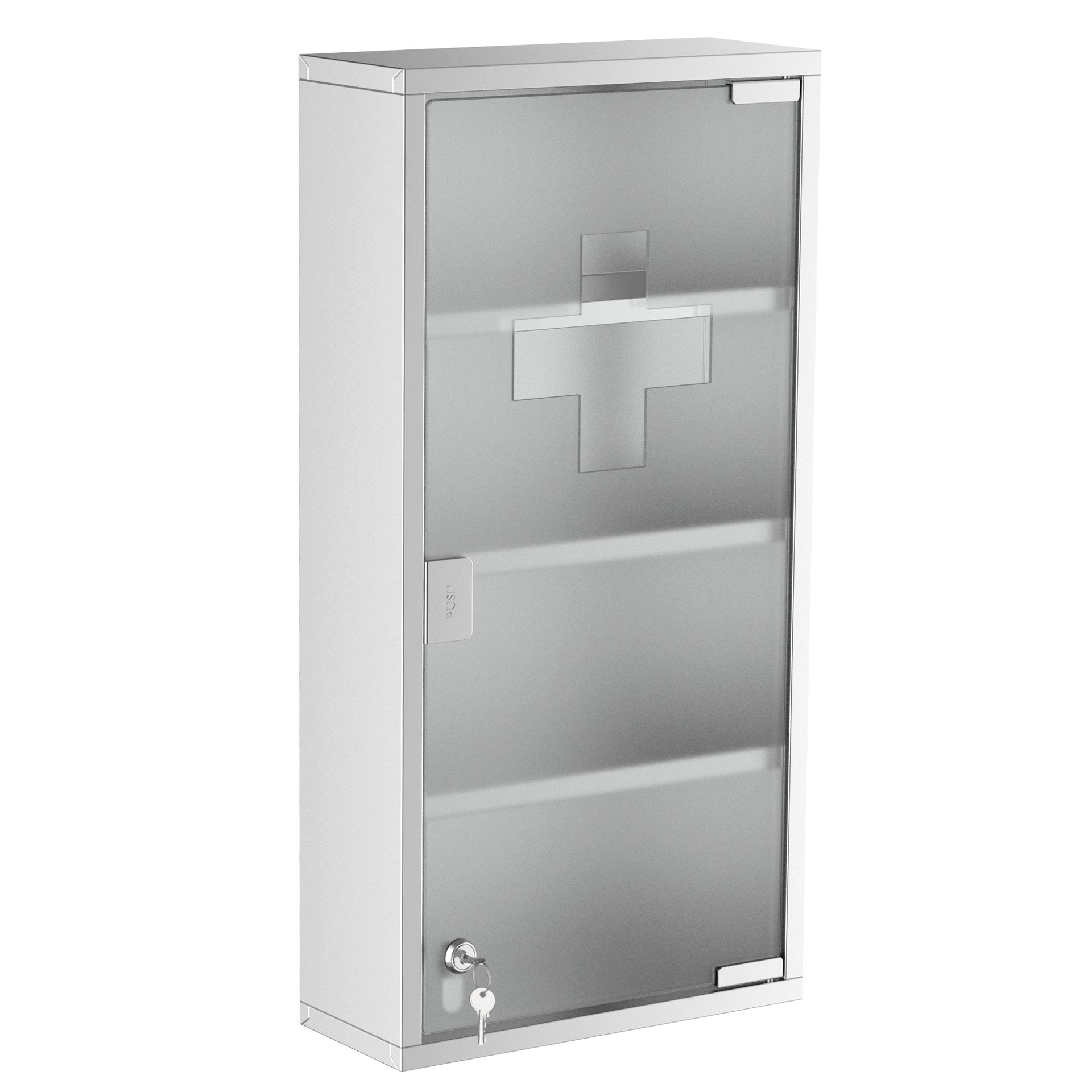 HOMCOM 12" x 24" Lockable Medicine Cabinet, 4 Tier Stainless Steel Medical Wall Box with 2 Keys and Shelves for Bathroom