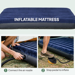 Outsunny 2-Person Tent Cot, 4-in-1 Elevated Camping Bed Combo with Air Mattress, Bed Cover, Foot Pump