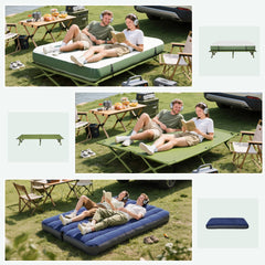 Outsunny 2-Person Tent Cot, 4-in-1 Elevated Camping Bed Combo with Air Mattress, Bed Cover, Foot Pump