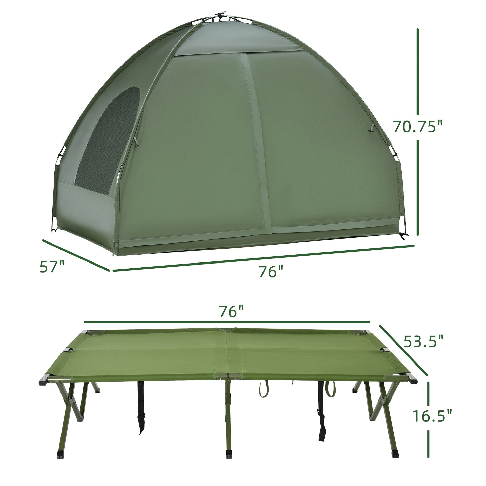 Outsunny 2-Person Tent Cot, 4-in-1 Elevated Camping Bed Combo with Air Mattress, Bed Cover, Foot Pump