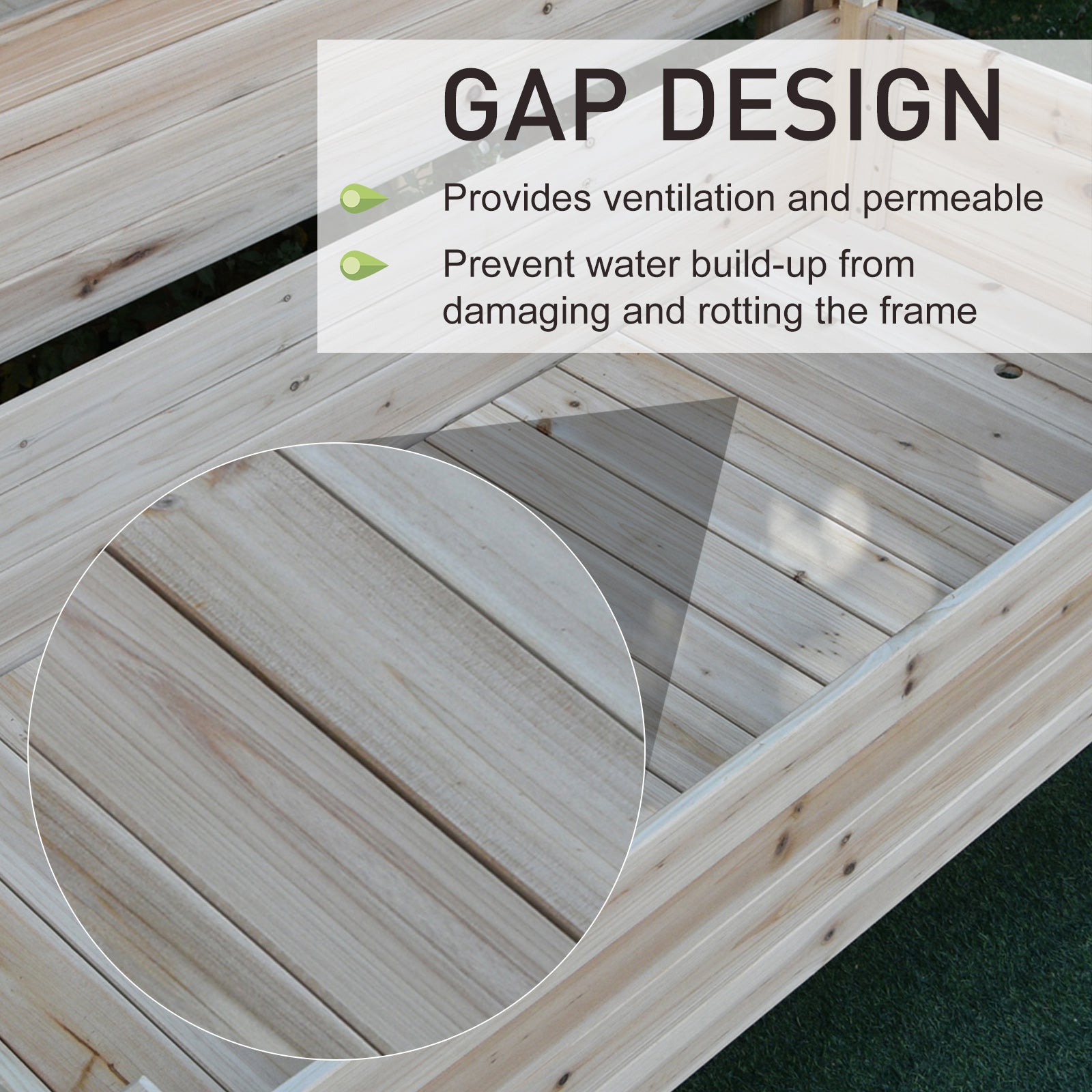 Outsunny Two-Tier Wooden Elevated Garden Bed with Legs, Large Capacity 45x45 Outdoor Planter for Vegetables, Flowers, and Herbs, Ideal for Gardeners, Natural