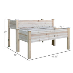 Outsunny Two-Tier Wooden Elevated Garden Bed with Legs, Large Capacity 45x45 Outdoor Planter for Vegetables, Flowers, and Herbs, Ideal for Gardeners, Natural
