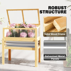 Outsunny Raised Garden Bed with Mini Greenhouse, Elevated Planter Box with Legs and Bed Liner for Flowers, Vegetables