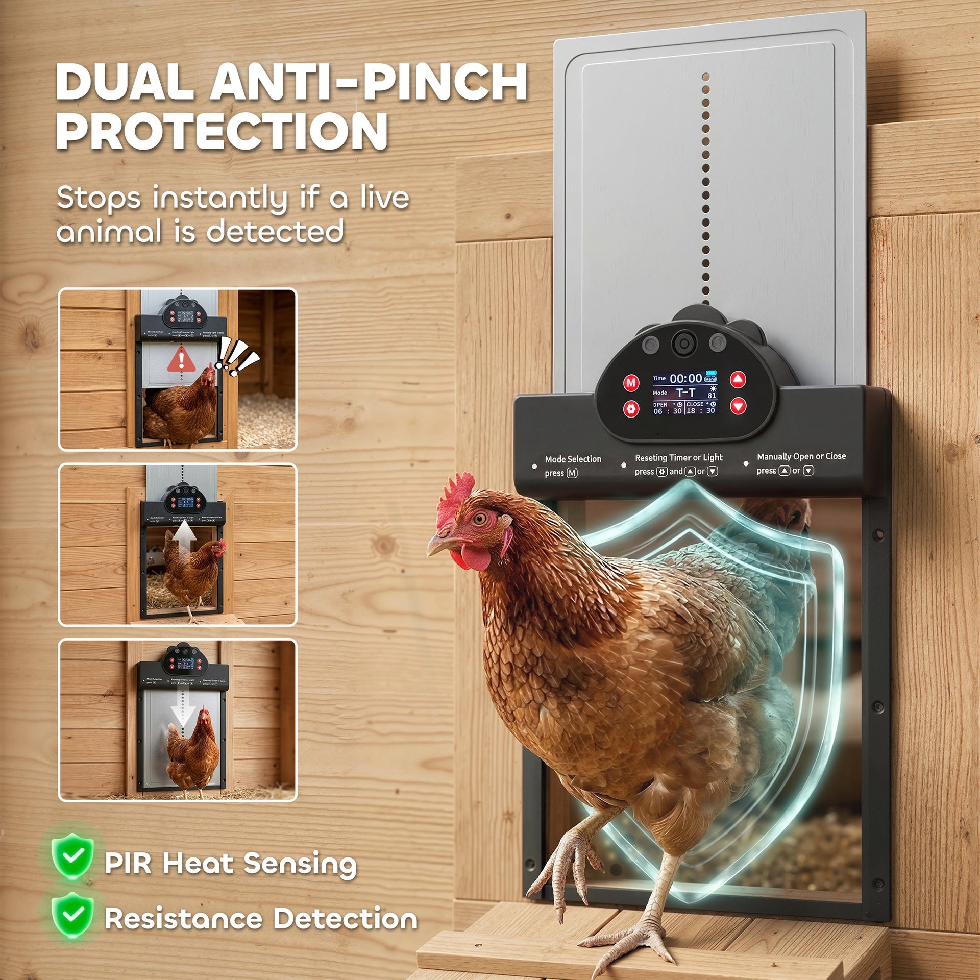 PawHut 2K HD AI Camera Automatic Chicken Coop Door with APP Remote Control, WiFi Solar Powered with 5200 mAh Large Battery