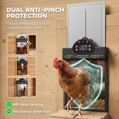 PawHut 2K HD AI Camera Automatic Chicken Coop Door with APP Remote Control, WiFi Solar Powered with 5200 mAh Large Battery