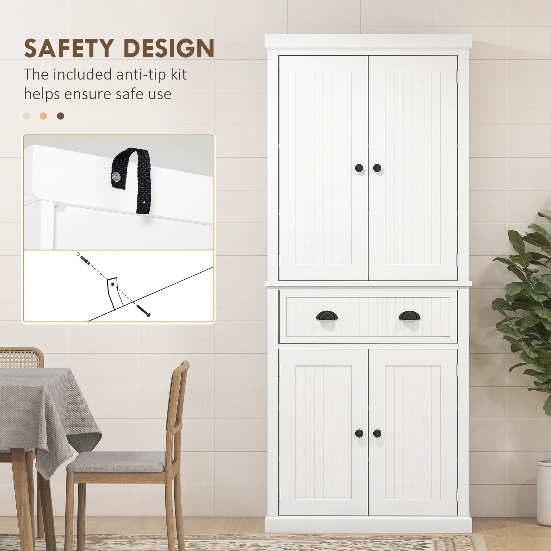 HOMCOM 72" Kitchen Cabinet, Pantry Storage Cabinet with Doors and Shelves