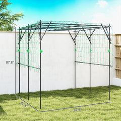Outsunny Garden Arch Trellis, 7.3 FT Tall Metal Plant Trellis Support with Climbing Net, Cucumber Trellis for Vegetables, Black