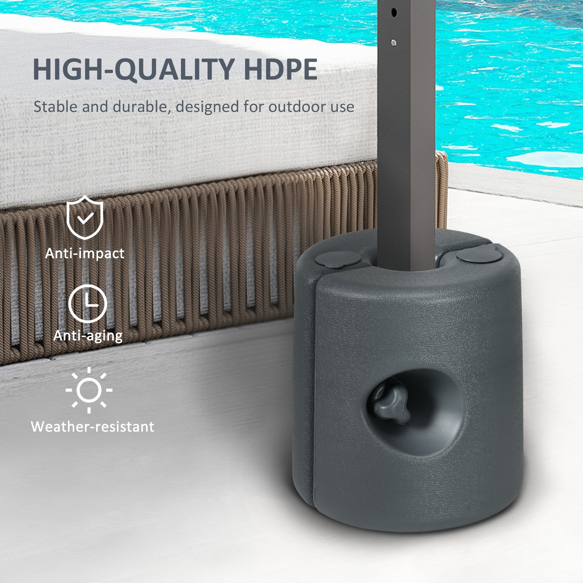 Outsunny HDPE Tent Weights Set of 4, Canopy Weights, Fill with Water or Sand, 104LBS
