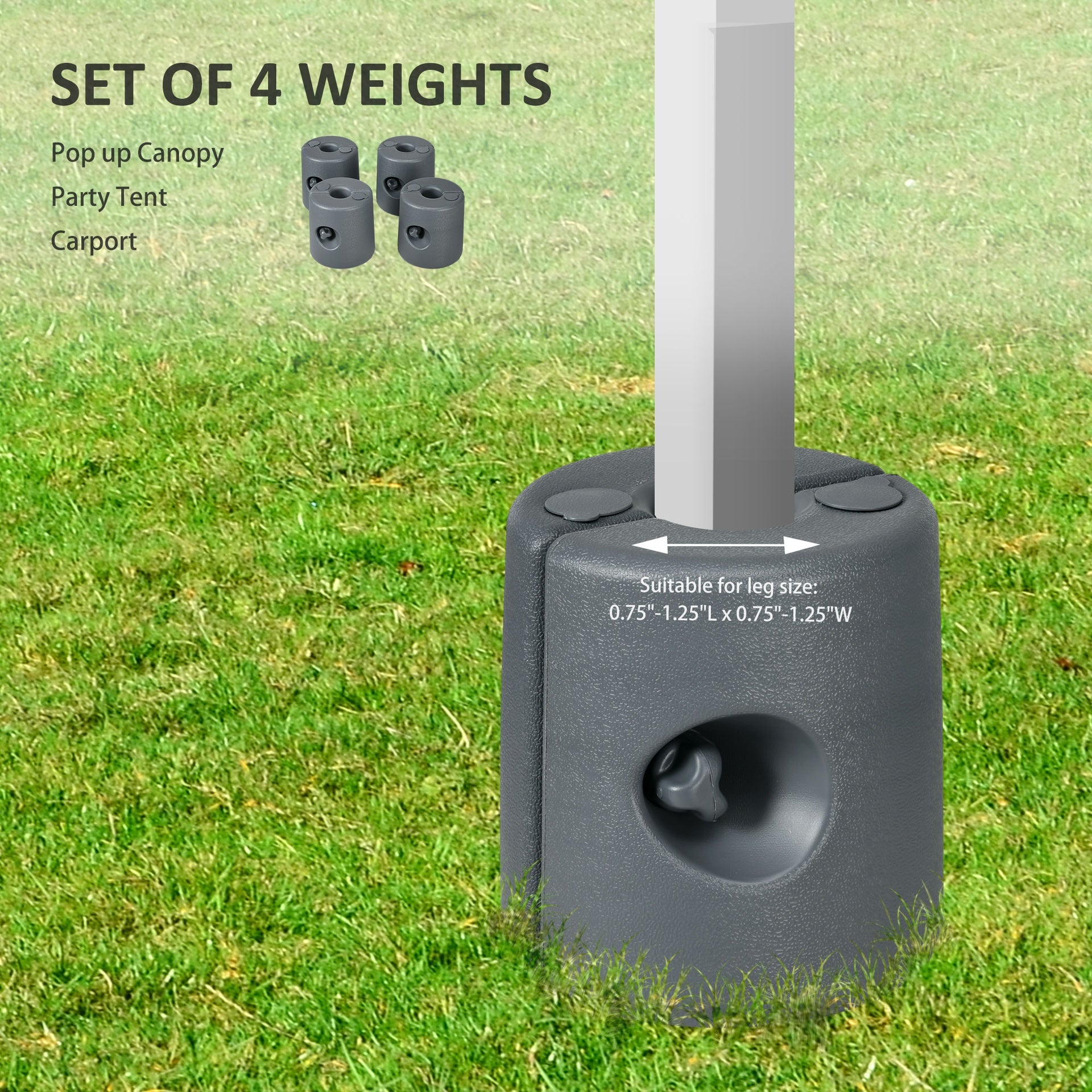 Outsunny HDPE Tent Weights Set of 4, Canopy Weights, Fill with Water or Sand, 104LBS