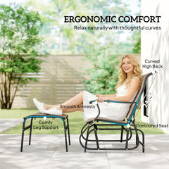 Outsunny Outdoor Glider with Ottoman, Patio Glider Chair Set with High Back, Wide Seat for Porch, Garden, Backyard, Brown