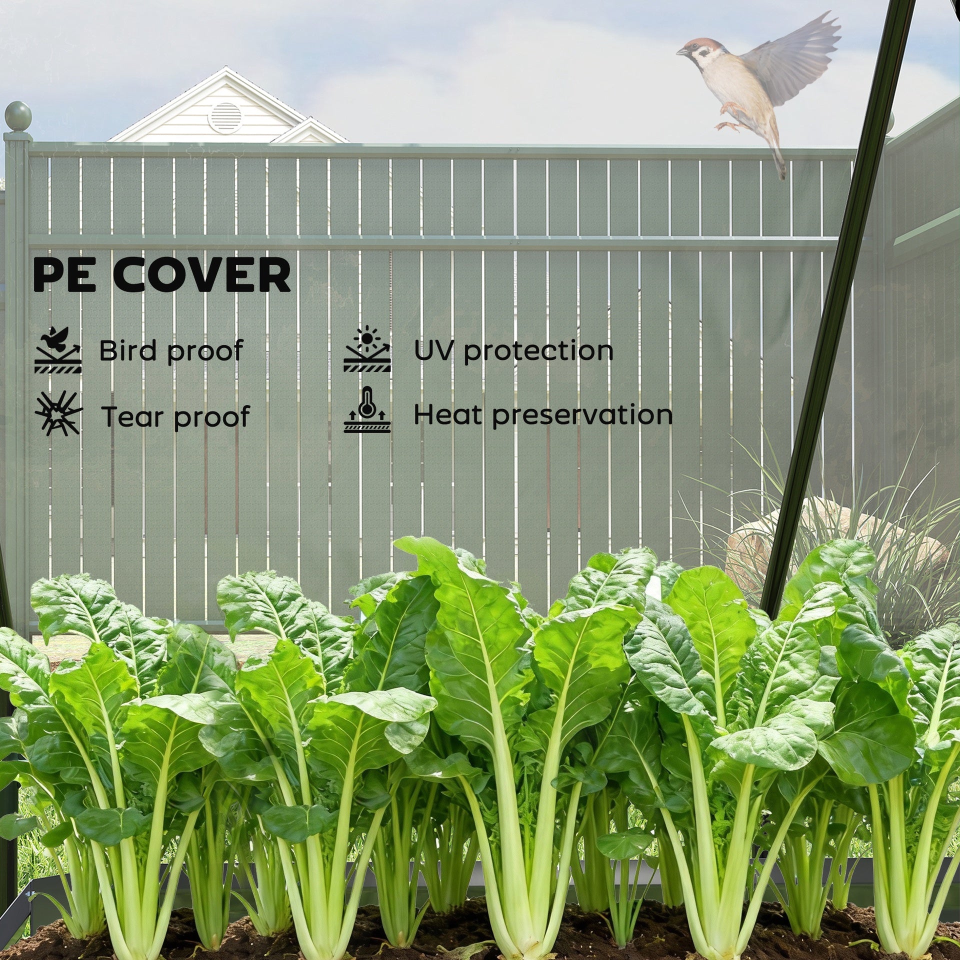 Outsunny 4 x 3 x 3ft Raised Garden Bed with Mini Greenhouse, Galvanized Raised Garden Bed with Cover, Clear and Dark Gray