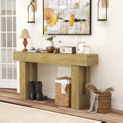 HOMCOM 63 Inch Console Table, Sofa Table Behind the Couch with Thickened Tabletop for Living Room, Hallway, Entrance, Oak