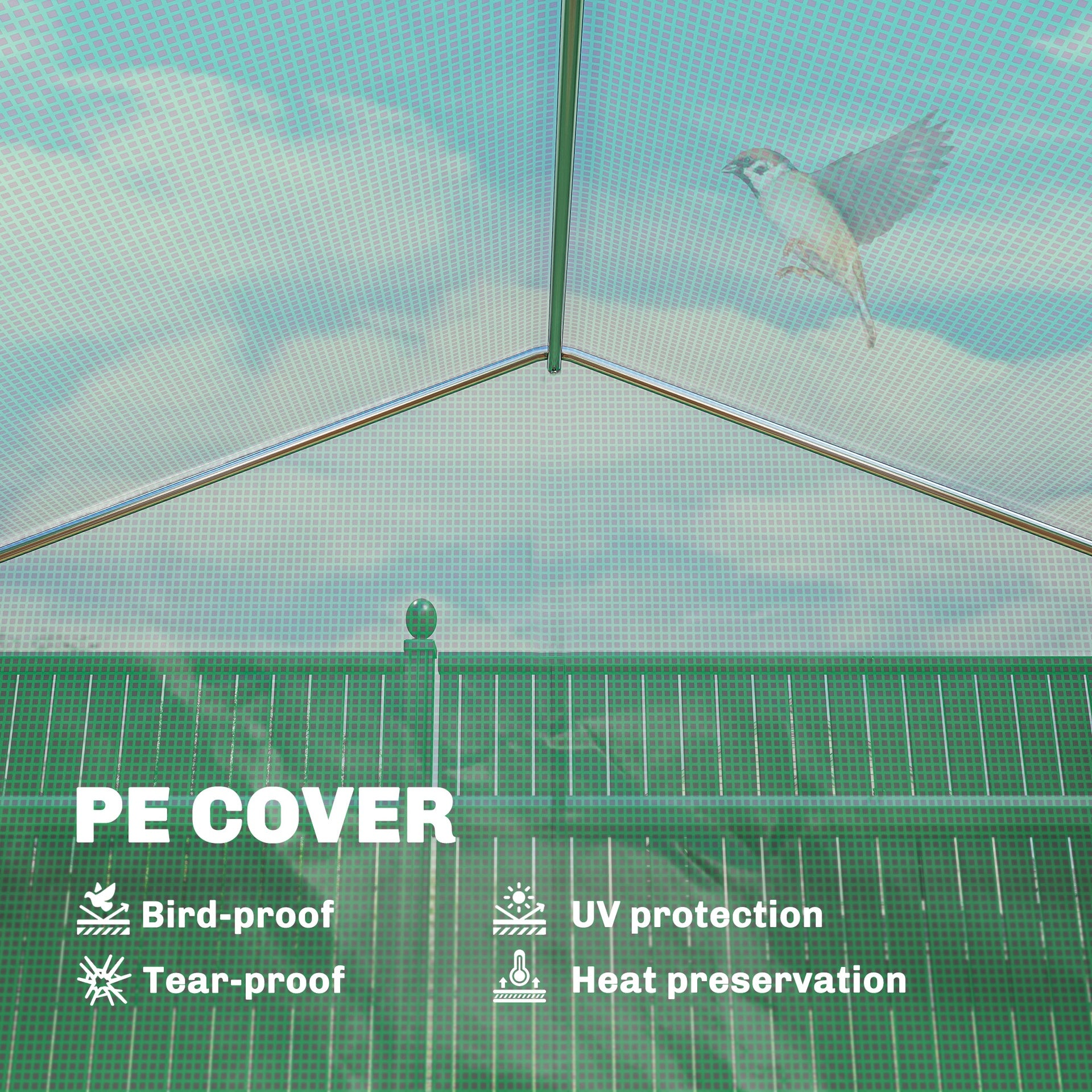 Outsunny 10'x11'x6' Walk-in Tunnel Greenhouse with Shelves, Mesh Door and Windows, Plant Hot House with PE Cover, Green