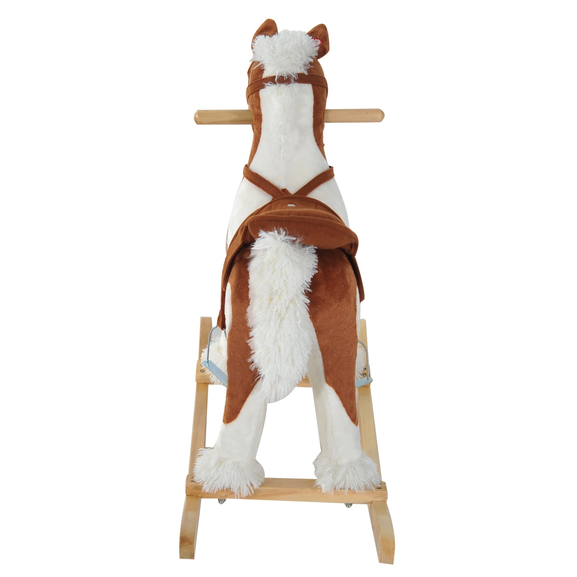 Qaba Toddler Rocking Horse, Kids Plush Rocking Chair Toy with Nursery Rhyme Music Brown