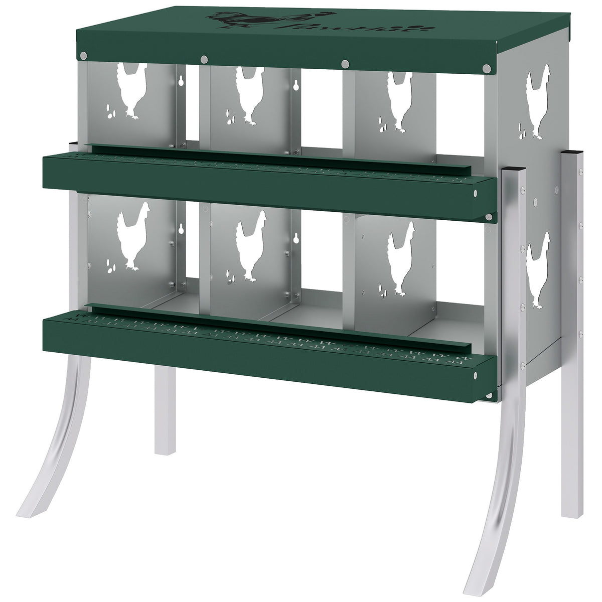 PawHut Chicken Nesting Boxes, 6 Compartment Steel Nesting Boxes for Chickens, Wall Mount Egg Laying Boxes with Vented Holes