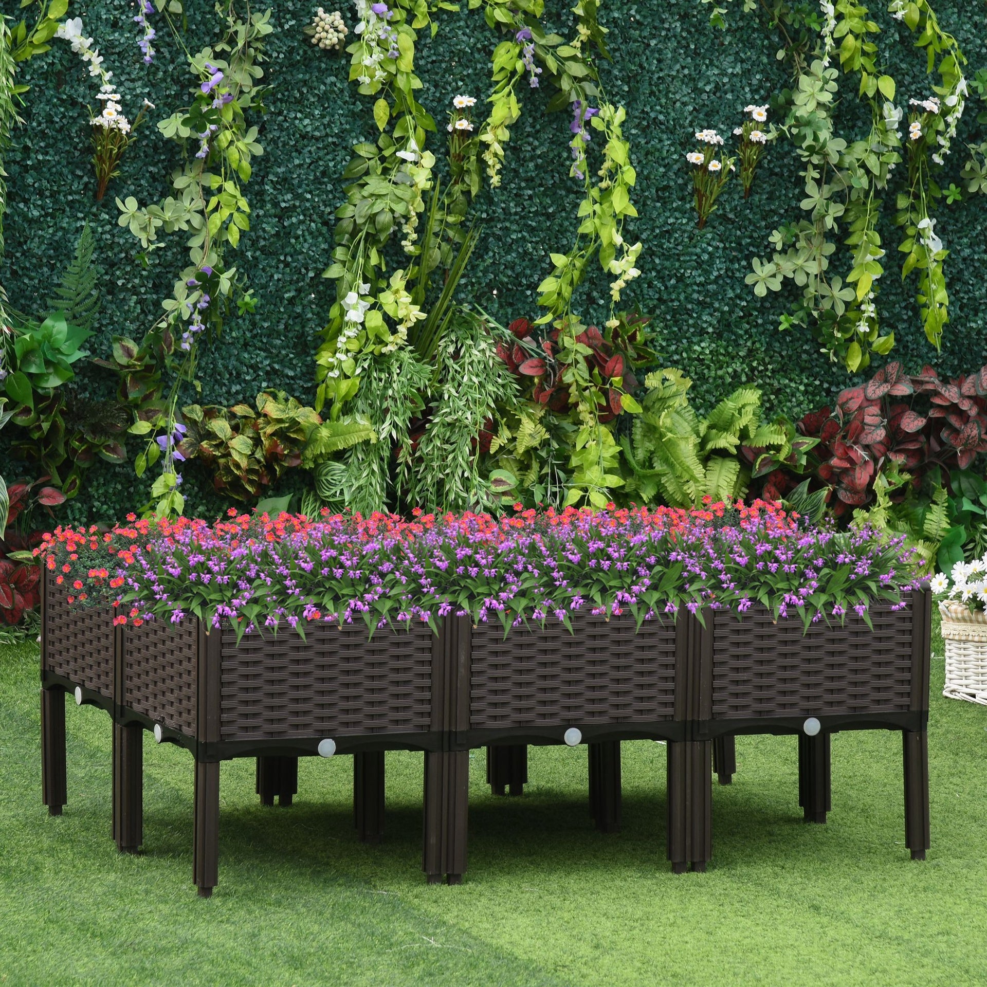 Outsunny 6 Piece Raised Garden Bed with Legs, Planter Box Raised Bed to Grow Flowers, Herbs & Vegetables, Brown