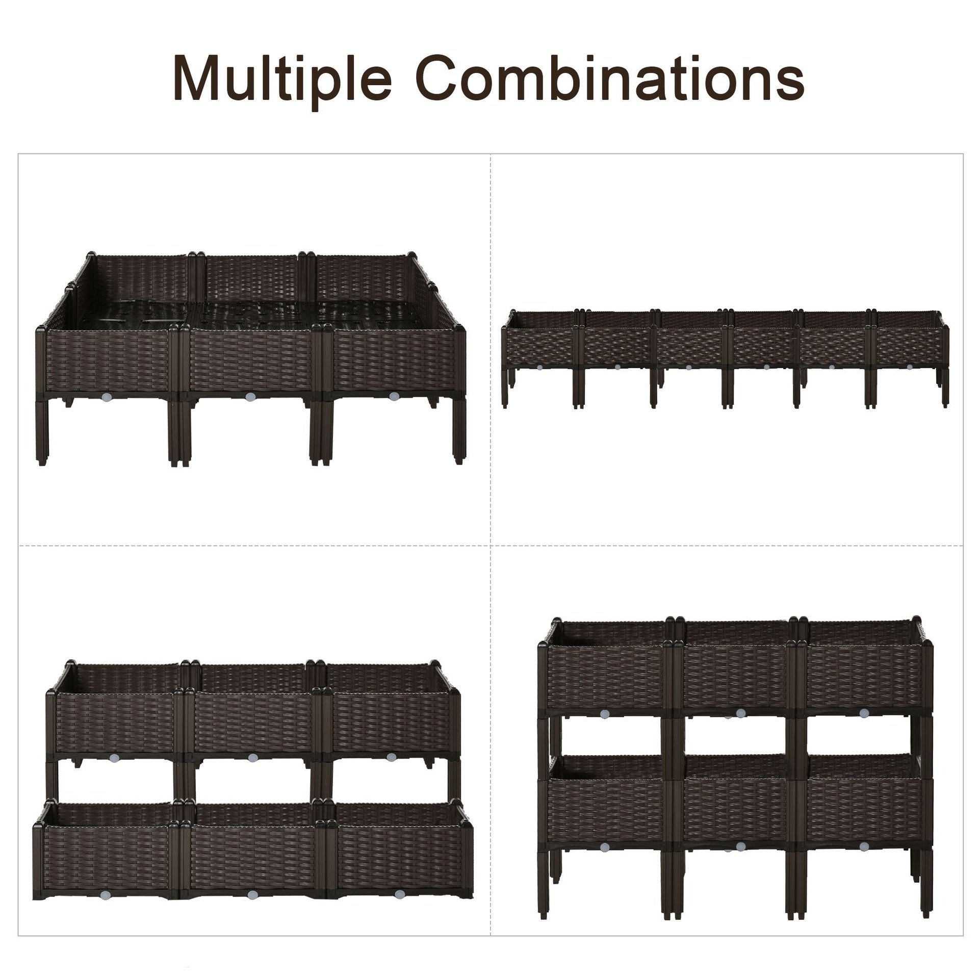 Outsunny 6 Piece Raised Garden Bed with Legs, Planter Box Raised Bed to Grow Flowers, Herbs & Vegetables, Brown