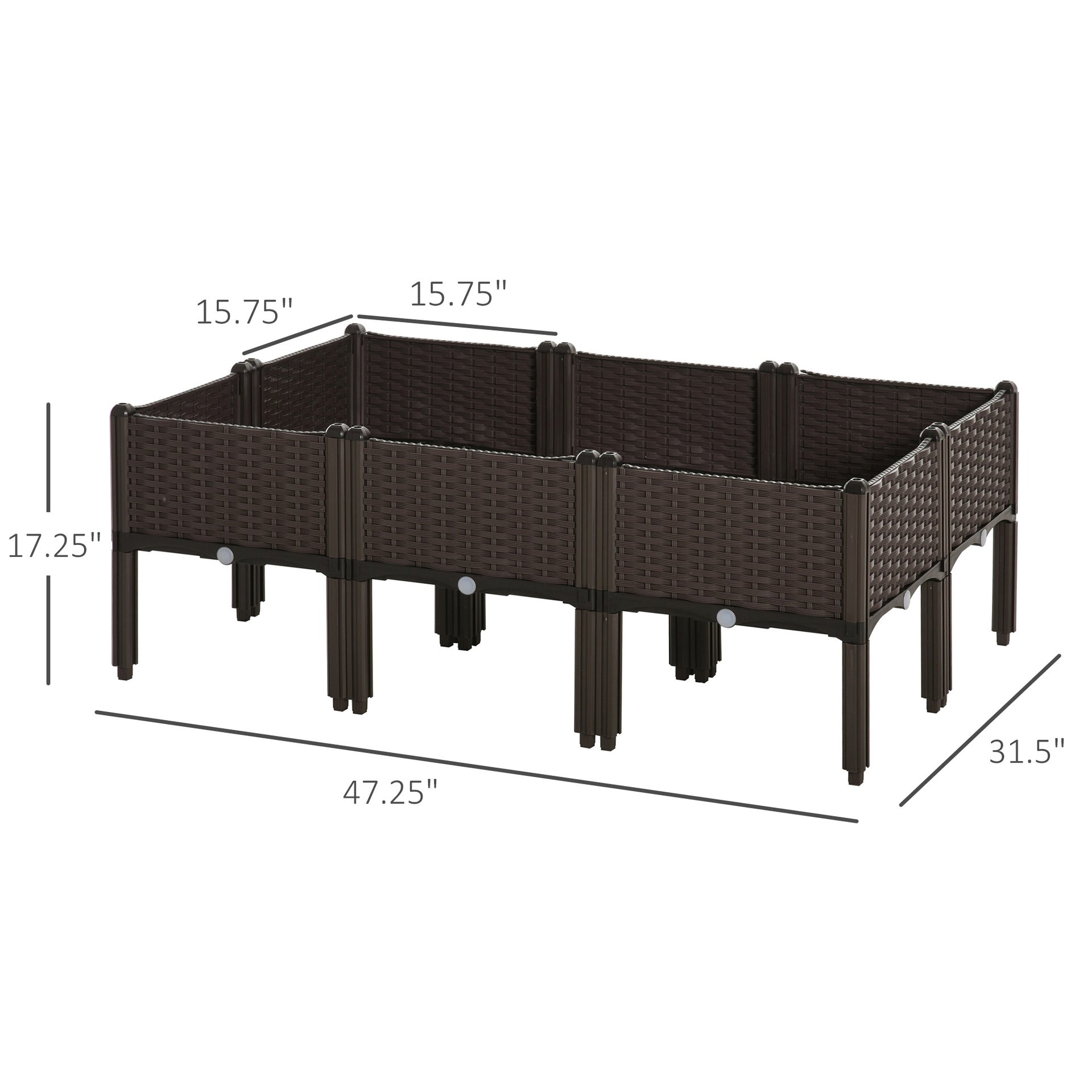 Outsunny 6 Piece Raised Garden Bed with Legs, Planter Box Raised Bed to Grow Flowers, Herbs & Vegetables, Brown