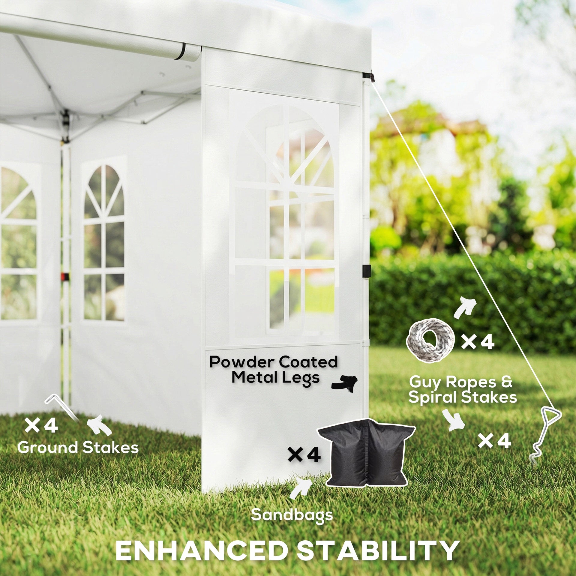 Outsunny 9.6 x 9.6 ft Pop Up Canopy Tent with Sidewalls, One Push Setup, UPF50+ Portable Instant Canopy Shelter, White