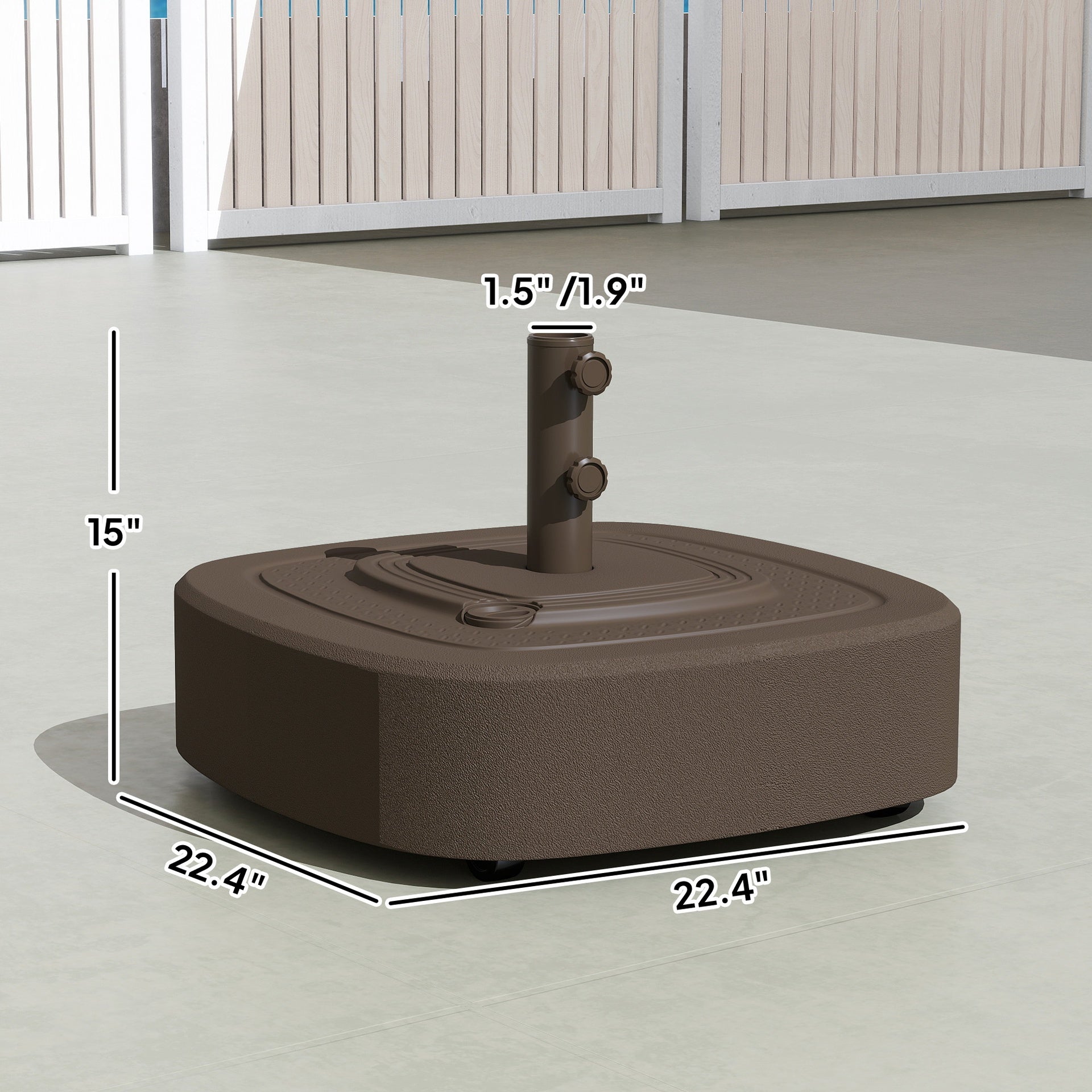 Outsunny Patio Umbrella Base Outdoor Umbrella Stand with Wheels for 1.5"/1.9" Umbrella Poles