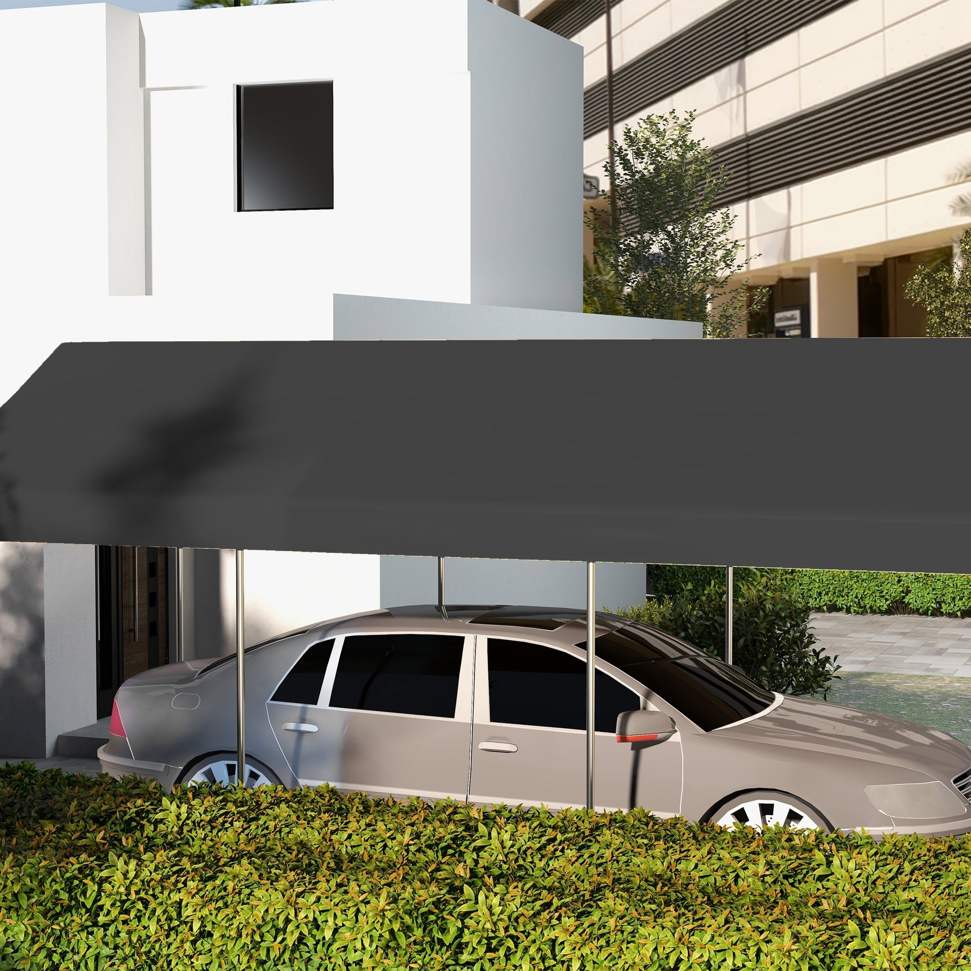 Outsunny 20' x 10' Carport Replacement Canopy for Model 84C-207WT or 84C-386V00WT with Ball Bungee Cords, Gray (Only Cover)
