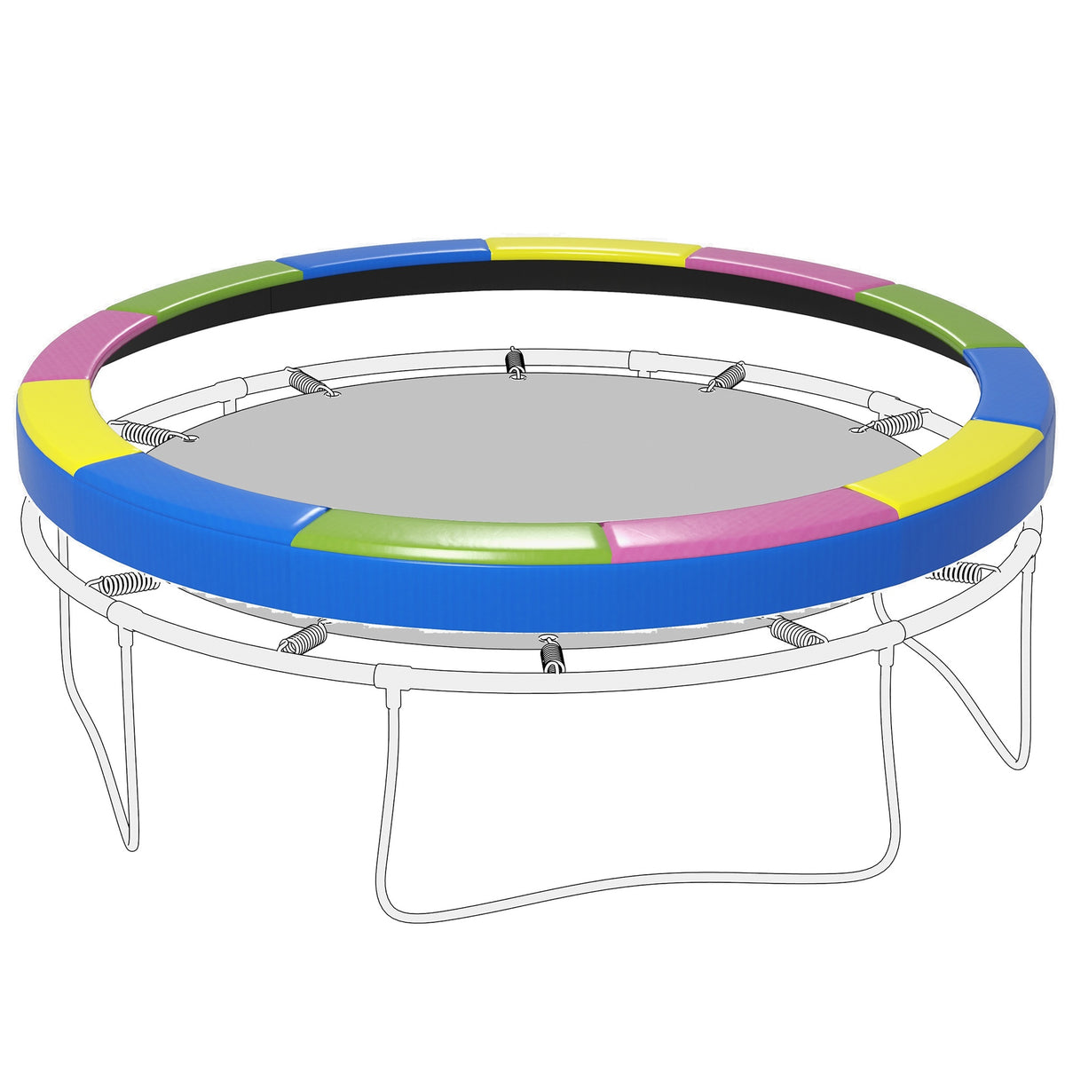 Soozier 14FT Trampoline Spring Cover, Safety Trampoline Pad Replacement, Waterproof and Tear Resistant, All Weather Trampoline Accessories, Multi Color
