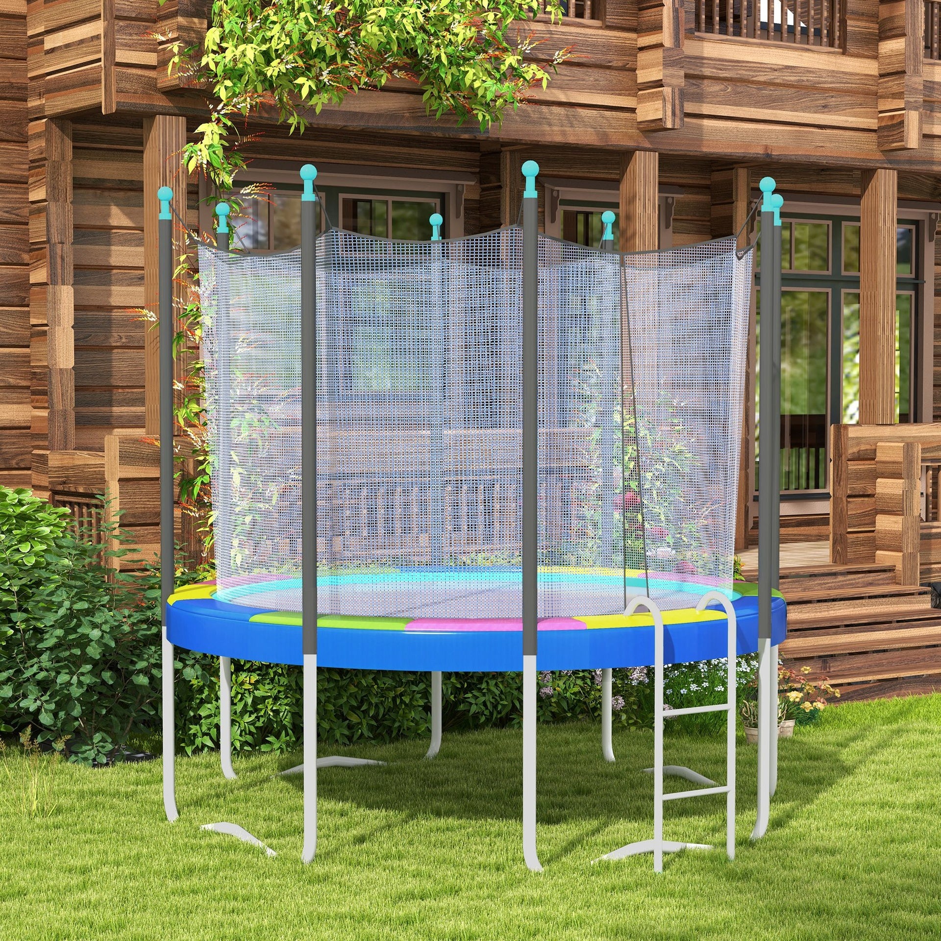 Soozier 14FT Trampoline Spring Cover, Safety Trampoline Pad Replacement, Waterproof and Tear Resistant, All Weather Trampoline Accessories, Multi Color