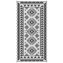 Outsunny Reversible Outdoor Rug, Waterproof Plastic Straw with Carry Bag, 9' x 18', Black & White Rhombus Patchwork