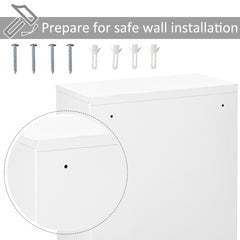 kleankin Steel Wall Mount Medicine Cabinet 3 Tier Emergency Box for Bathroom Kitchen, Lockable with 2 Keys - White