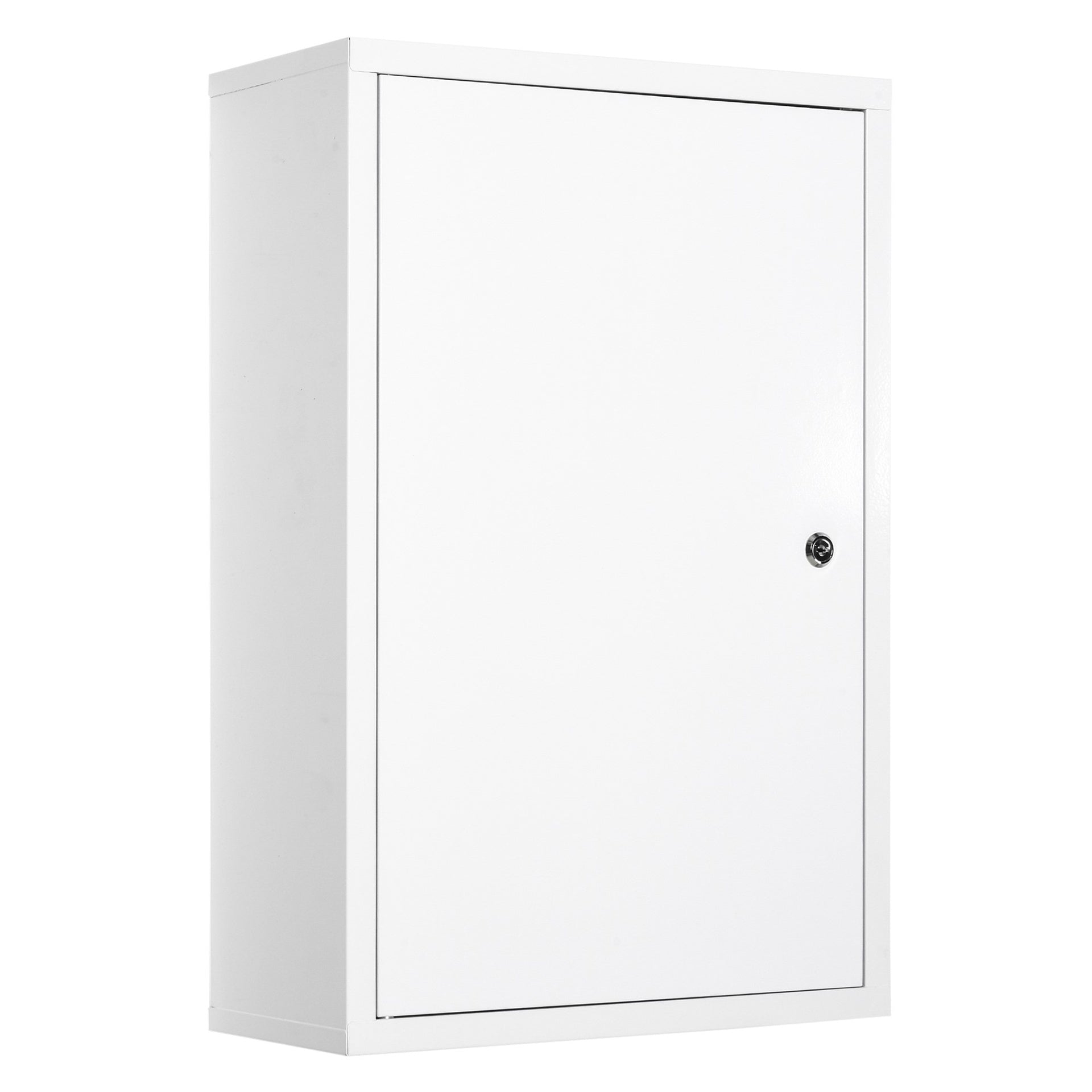 kleankin Steel Wall Mount Medicine Cabinet 3 Tier Emergency Box for Bathroom Kitchen, Lockable with 2 Keys - White