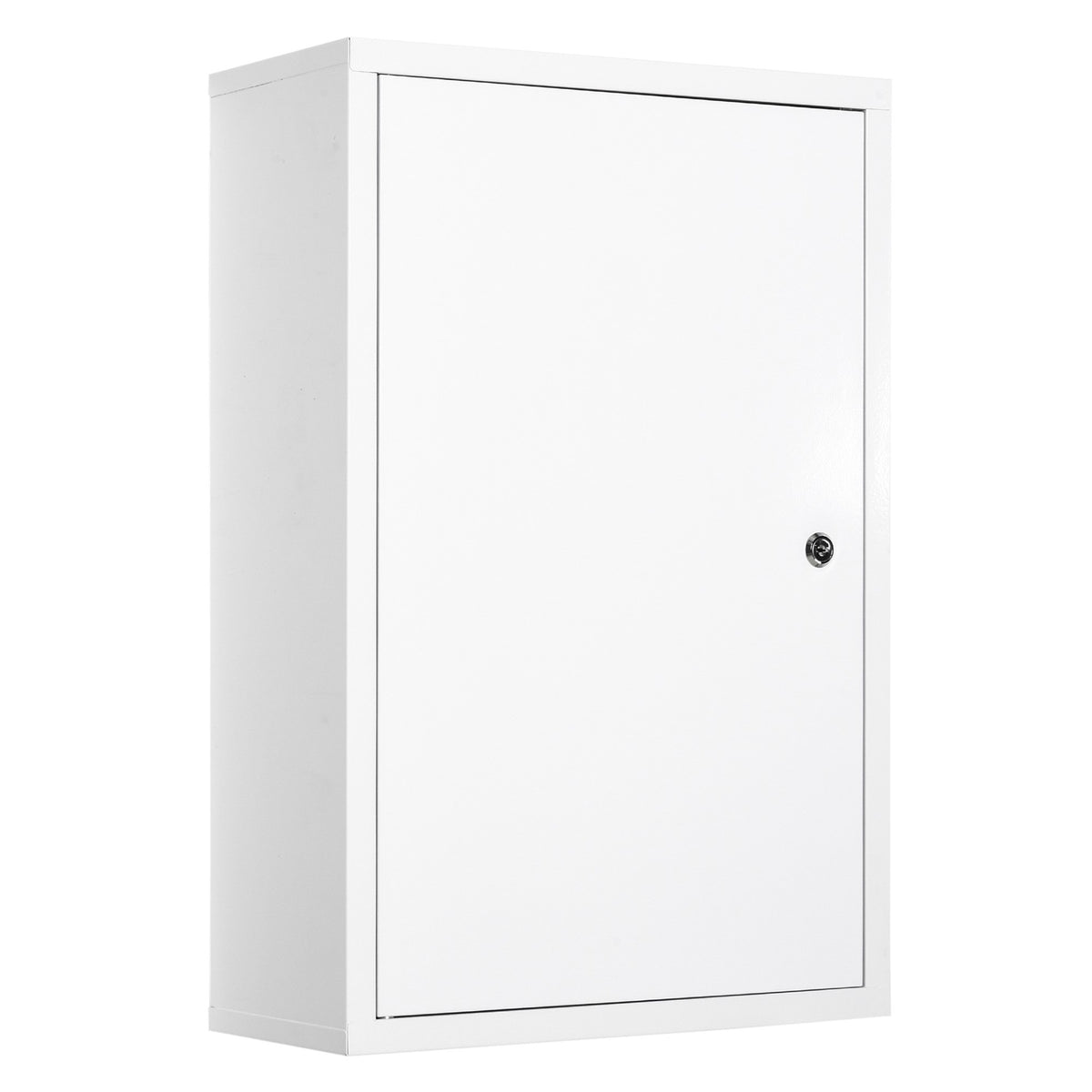 kleankin Steel Wall Mount Medicine Cabinet 3 Tier Emergency Box for Bathroom Kitchen, Lockable with 2 Keys - White