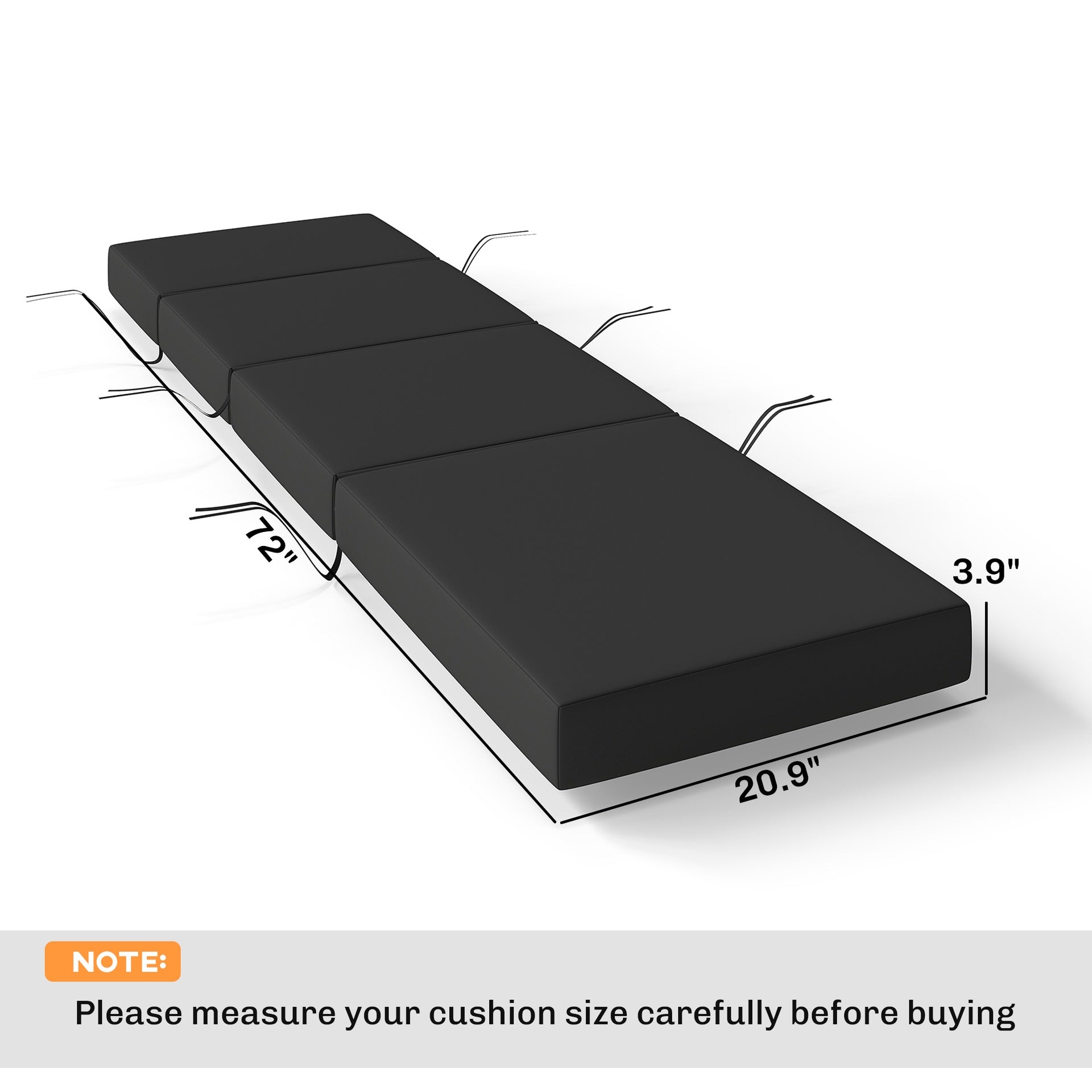 Outsunny Chaise Lounge Cushion, 4" Thick Outdoor Lounge Chair Cushion with Ties for Patio, 21" x 72", Gray