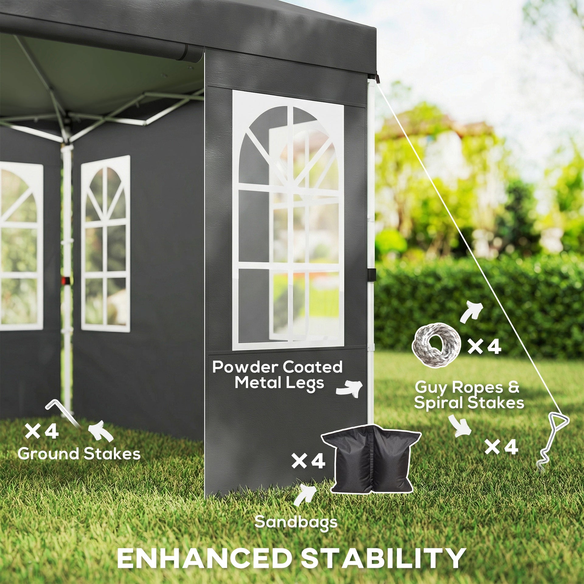 Outsunny 9.6 x 9.6 ft Pop Up Canopy Tent with Sidewalls, One Push Setup, UPF50+ Portable Instant Canopy Shelter, Dark Gray