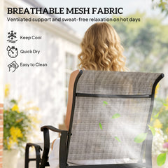 Outsunny Outdoor Glider with Ottoman, Patio Glider Chair Set with High Back, Wide Seat for Porch, Garden, Backyard, Gray