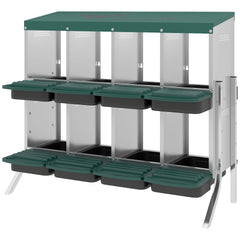 PawHut Chicken Nesting Boxes, 8 Compartment Metal Nesting Boxes for Chickens, Two-Tier Egg Laying Boxes with Vented Holes
