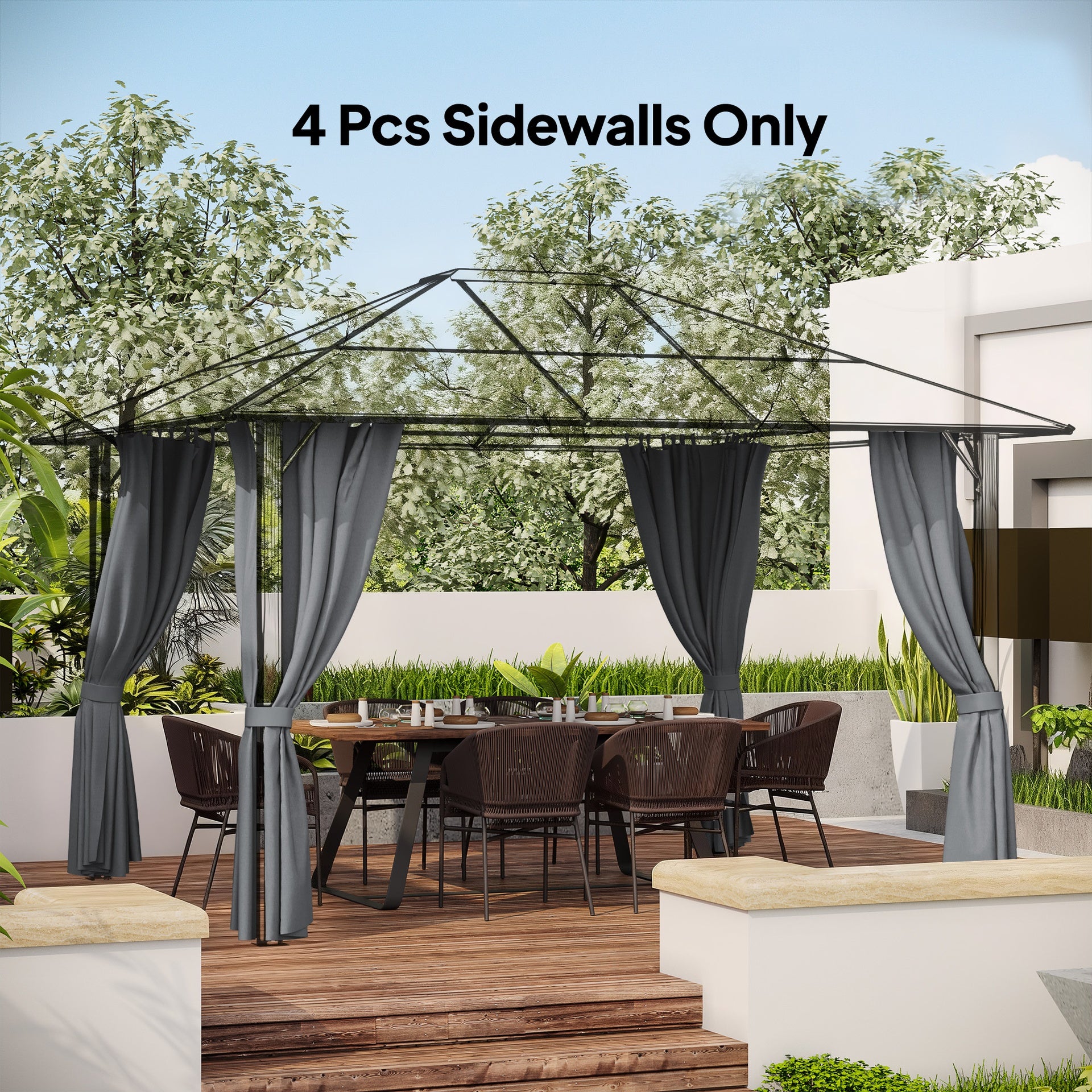 Outsunny 9.84' x 11.8' Gazebo Sidewall Set with Hooks/C-Rings, Gray
