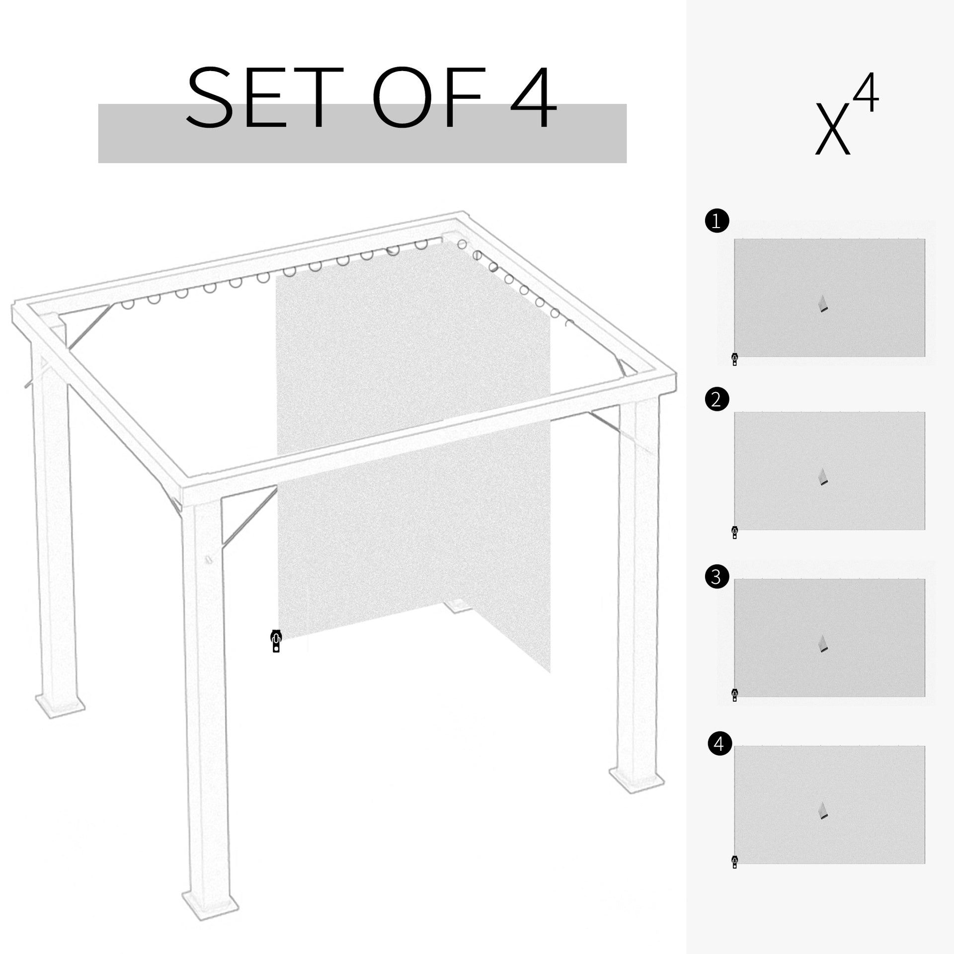 Outsunny 9.84' x 11.8' Gazebo Sidewall Set with Hooks/C-Rings, Gray