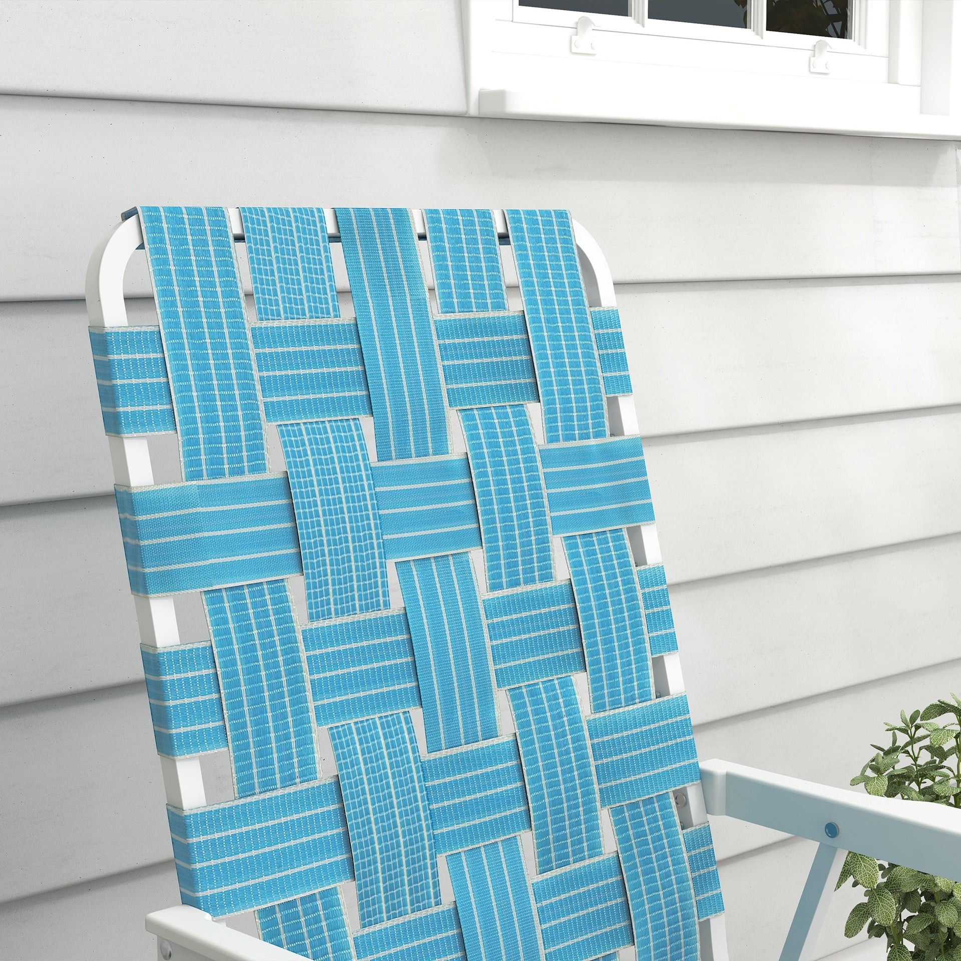 Outsunny Set of 2 Patio Folding Chairs, Classic Outdoor Camping Chairs, Portable Lawn Chairs w/ Armrests, Blue