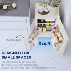 HOMCOM 2.5 Cu.Ft Mini Fridge, Single Door Compact Refrigerator with Freezer, Adjustable Thermostat, Reversible Door, White