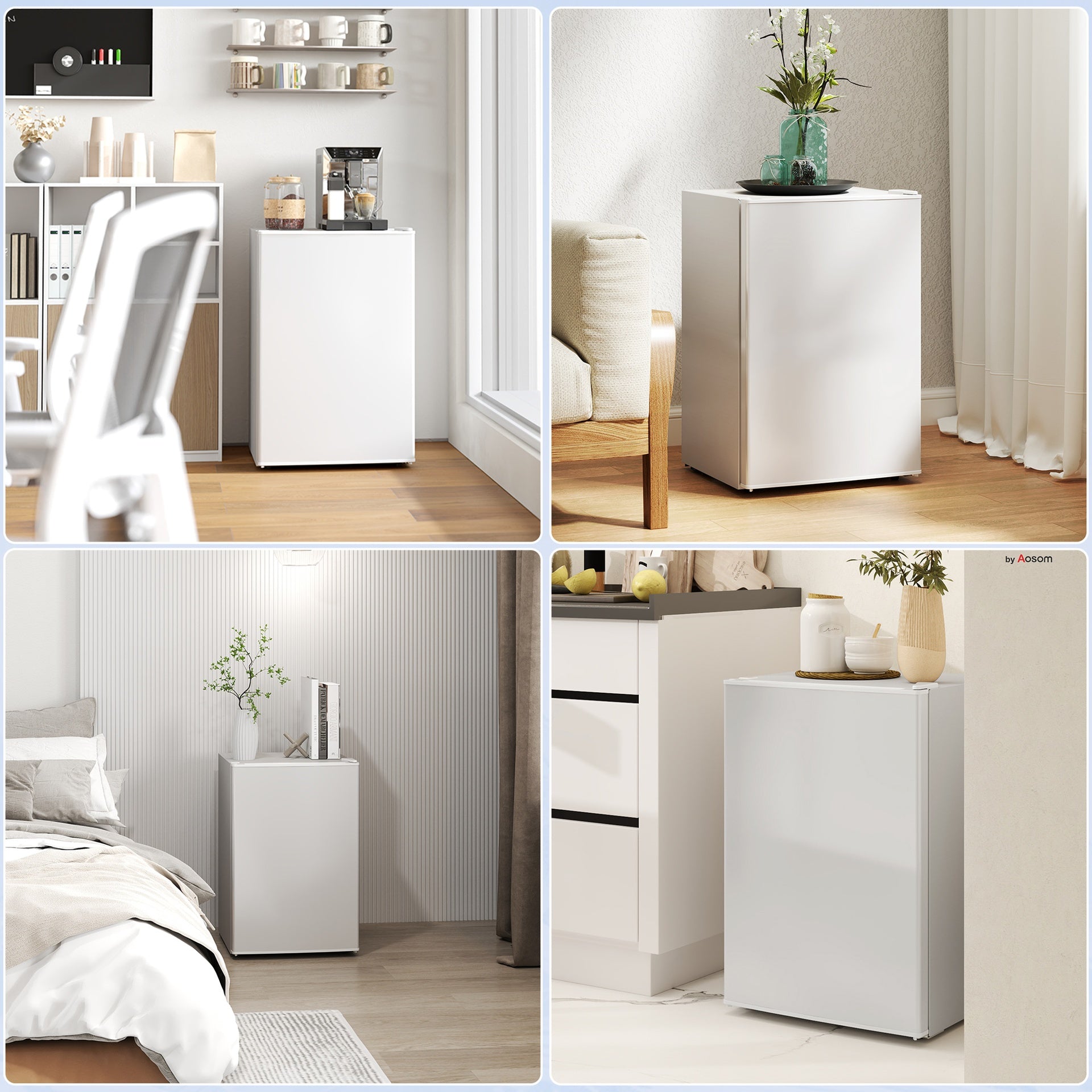 HOMCOM 2.5 Cu.Ft Mini Fridge, Single Door Compact Refrigerator with Freezer, Adjustable Thermostat, Reversible Door, White